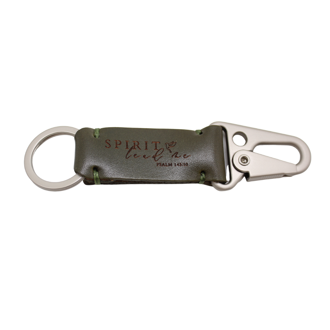Leather Snaphook Keychain with engraved Bible Verse