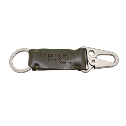 Leather Snaphook Keychain with engraved Bible Verse