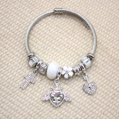 Stainless steel Multiple Charms Bracelet - White