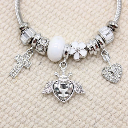 Stainless steel Multiple Charms Bracelet - White
