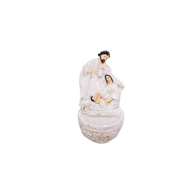 Polystone Holy Family Holy Water Font- White