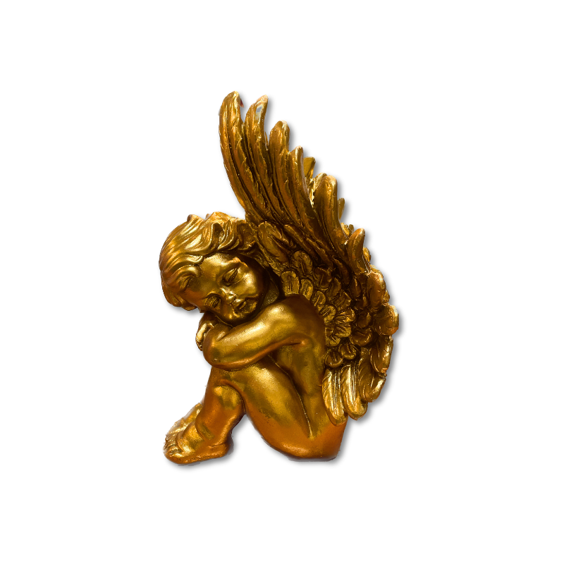 Polystone Gold Sitting Angel (Pair)