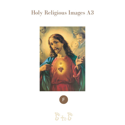 A4 Religious Images of Jesus, Mary, Divine Mercy