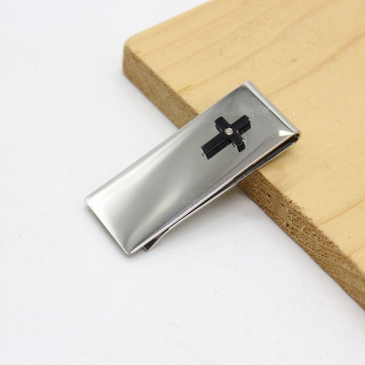 Stainless Steel Money clip with Cross