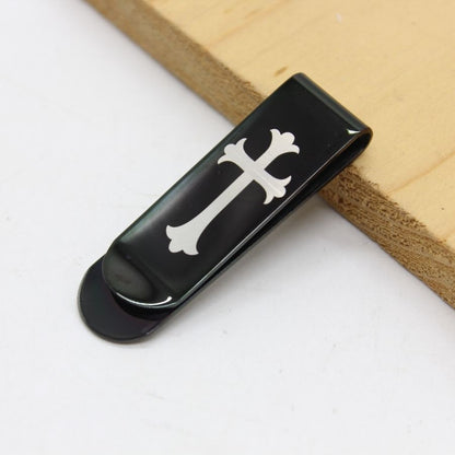 Stainless Steel Money clip with Cross (Black)