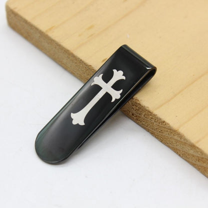 Stainless Steel Money clip with Cross (Black)