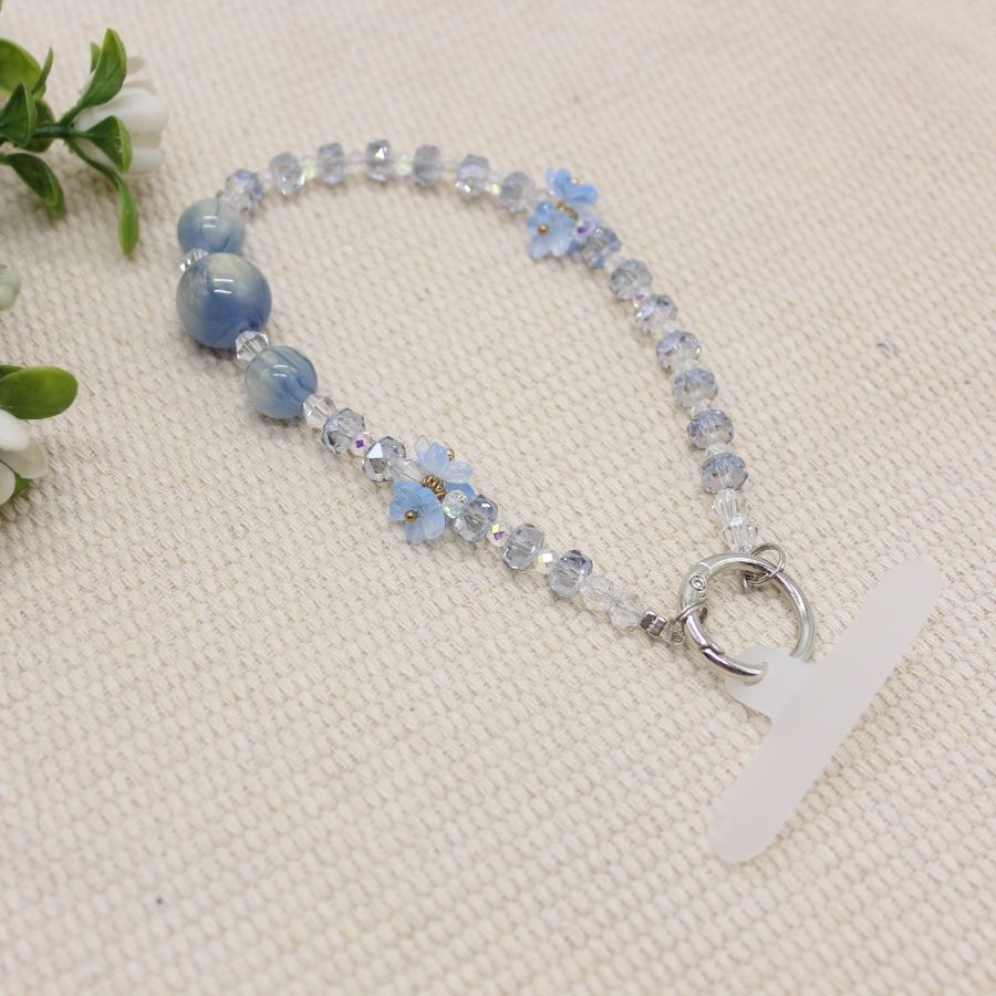 Crystal Pendant Handphone Wrist Chain - Blue