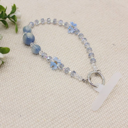 Crystal Pendant Handphone Wrist Chain - Blue