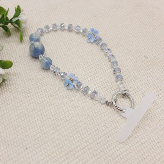 Crystal Pendant Handphone Wrist Chain - Blue