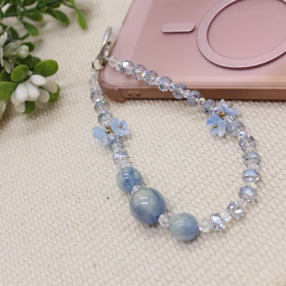 Crystal Pendant Handphone Wrist Chain - Blue