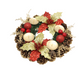 Christmas Advent Wreath 11" (Gold Red Ponsettas) + 4 Advent Candles (FOC Christmas Candle)