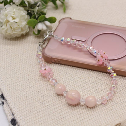 Crystal Pendant Handphone Wrist Chain - Pink