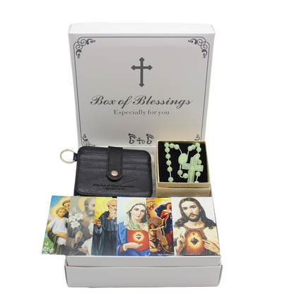 Leather Engraved Rosary Pouch/Prayer Cards Box Set