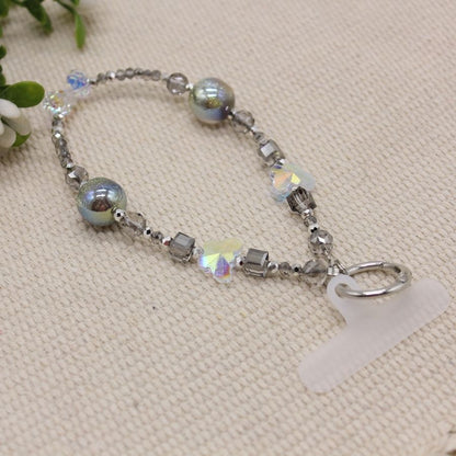 Crystal Pendant Handphone Wrist Chain - Grey