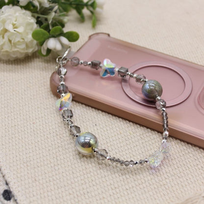 Crystal Pendant Handphone Wrist Chain - Grey