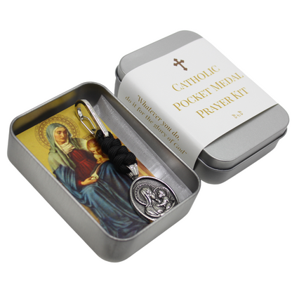 Stainless Steel Catholic Pocket Medal Prayer Kit