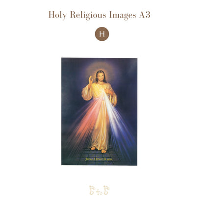 A4 Religious Images of Jesus, Mary, Divine Mercy