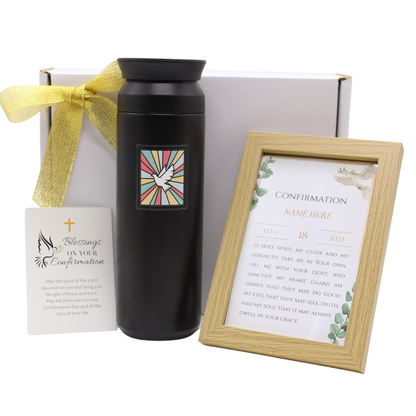 Confirmation Gift Set 3 - Prayer Frame/Thermal Holy Spirit Decal Bottle (With Name & Date Personalisation)