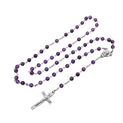 Amethyst  6mm Stone Beads Rosary (Personalisation Available)