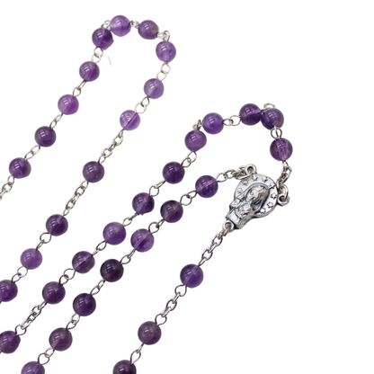 Amethyst  6mm Stone Beads Rosary (Personalisation Available)