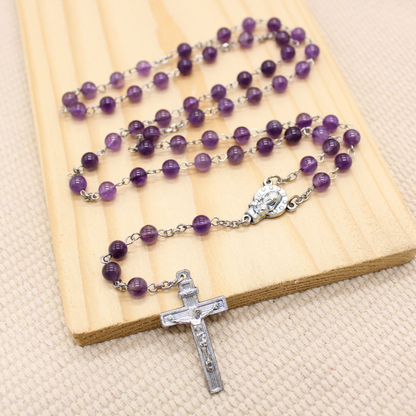 Amethyst  6mm Stone Beads Rosary (Personalisation Available)