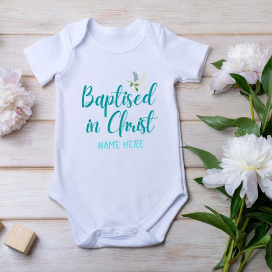 Baby Romper - Baptised in Christ Blue/Pink/Orange (Personalisation Available)