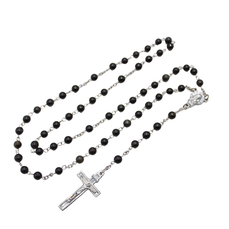 Black Obsidian 6mm Stone Beads Rosary (Personalisation Available)
