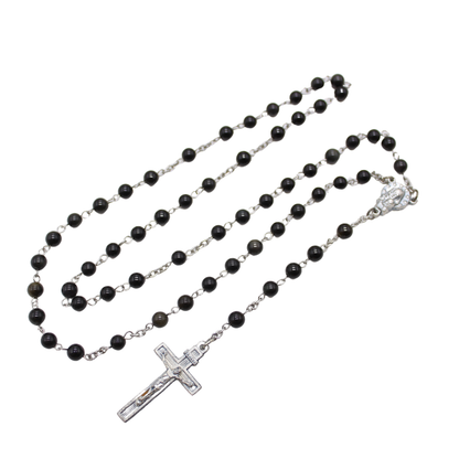 Black Obsidian 6mm Stone Beads Rosary (Personalisation Available)
