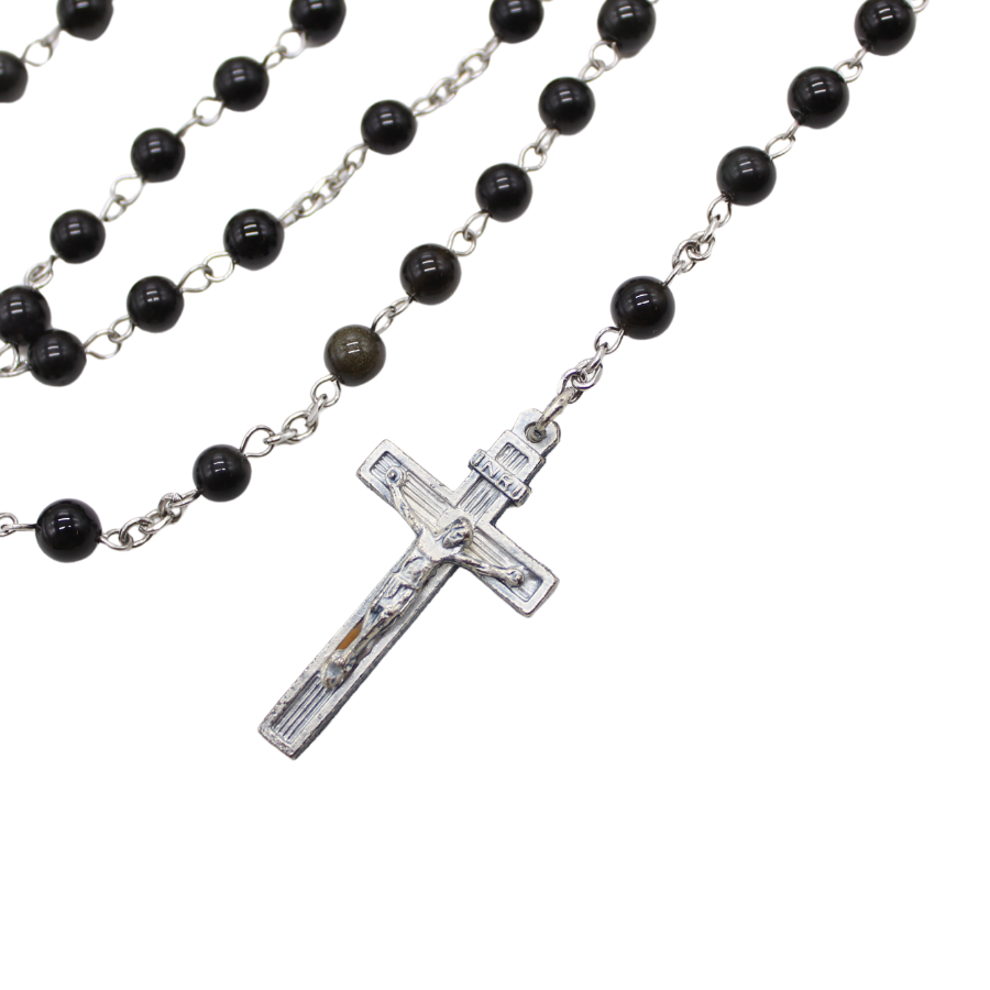 Black Obsidian 6mm Stone Beads Rosary (Personalisation Available)