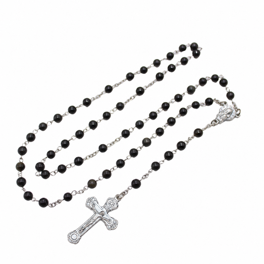 Black Obsidian 6mm Stone Beads Rosary (Personalisation Available)