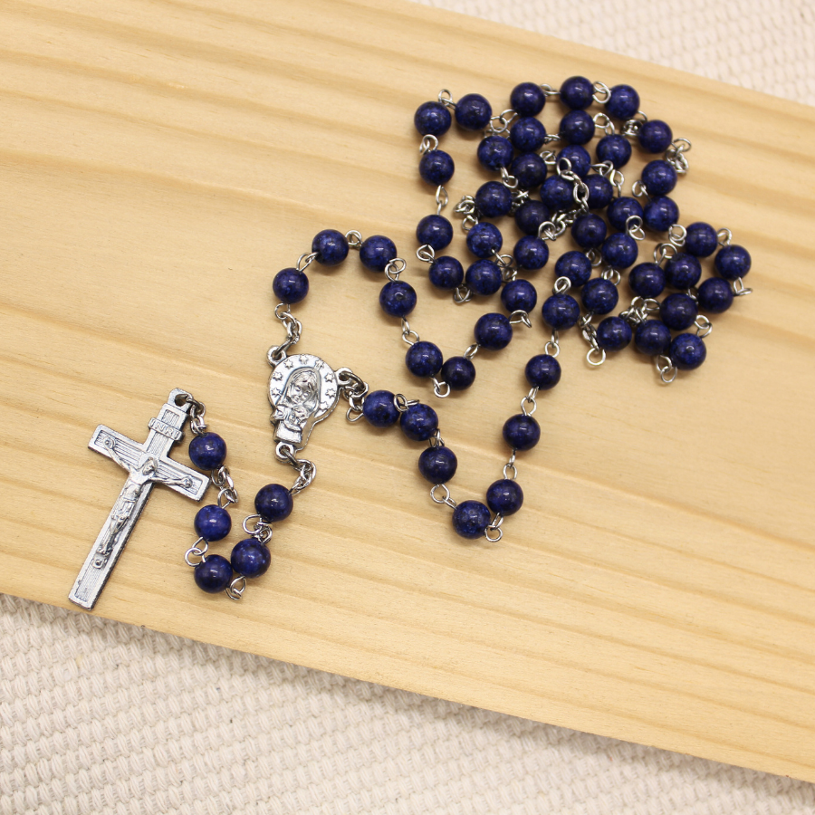 Blue Lapis 6mm Stone Beads Rosary (Personalisation Available)