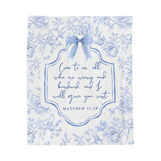 [PRE-ORDER] Bible Verse (Matthew 11:28) Fleece Throw Blanket (Personalisation Available)