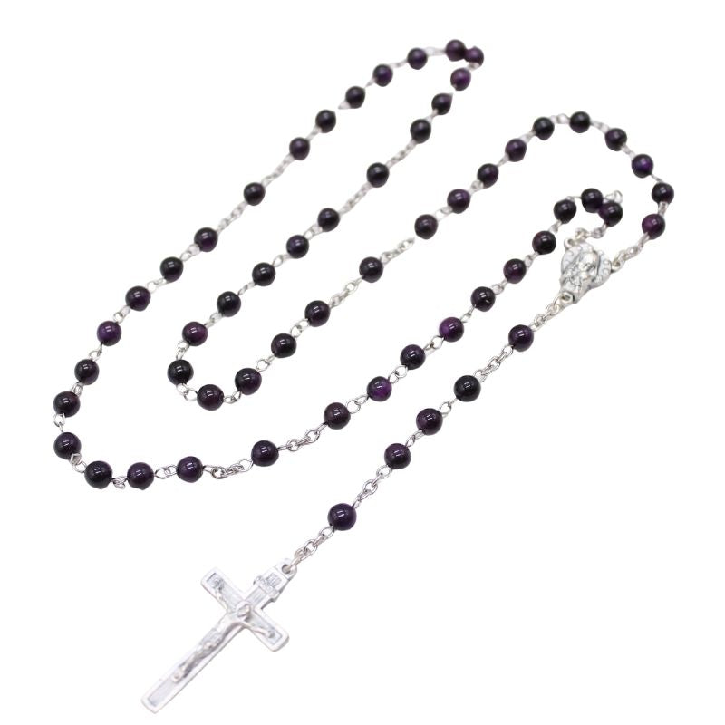 Dark Purple Tiger's Eye 6mm Stone Beads Rosary (Personalisation Available)