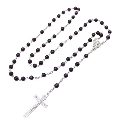 Dark Purple Tiger's Eye 6mm Stone Beads Rosary (Personalisation Available)