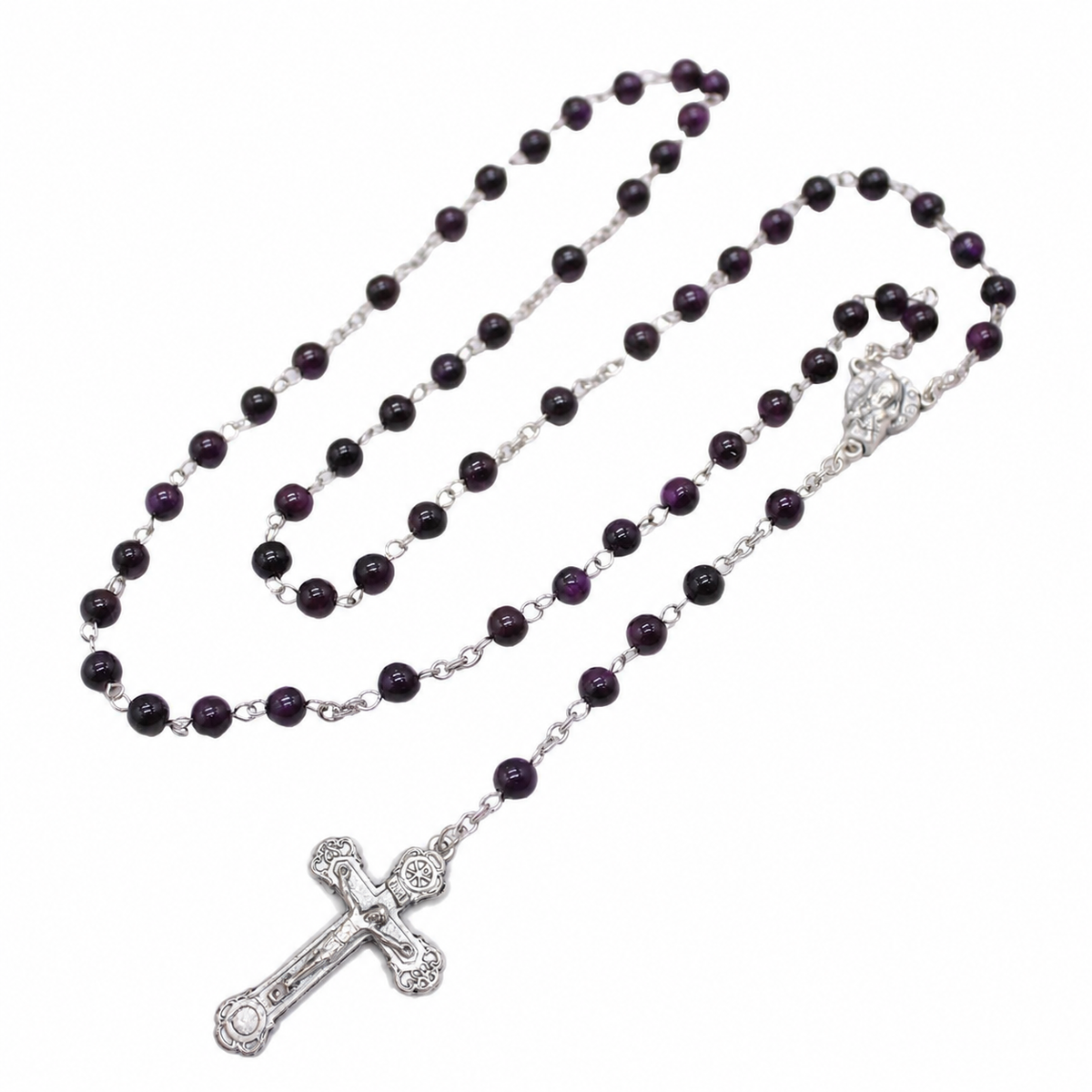 Dark Purple Tiger's Eye 6mm Stone Beads Rosary (Personalisation Available)