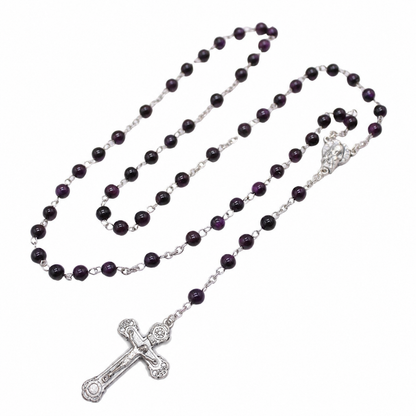 Dark Purple Tiger's Eye 6mm Stone Beads Rosary (Personalisation Available)