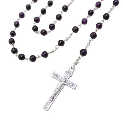 Dark Purple Tiger's Eye 6mm Stone Beads Rosary (Personalisation Available)