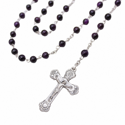 Dark Purple Tiger's Eye 6mm Stone Beads Rosary (Personalisation Available)