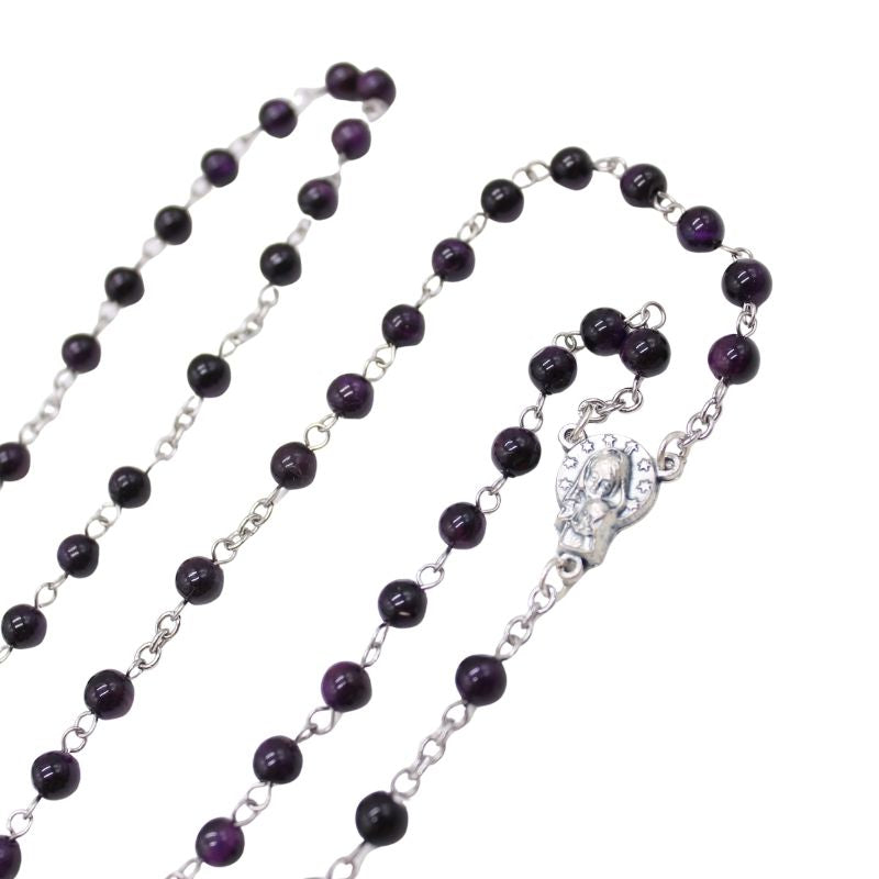 Dark Purple Tiger's Eye 6mm Stone Beads Rosary (Personalisation Available)