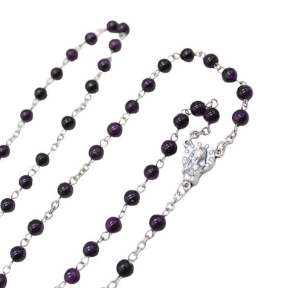 Dark Purple Tiger's Eye 6mm Stone Beads Rosary (Personalisation Available)