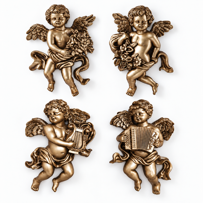 Bronze Angels (1 pair) - Floral/Instrument