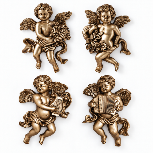 Bronze Angels (1 pair) - Floral/Instrument