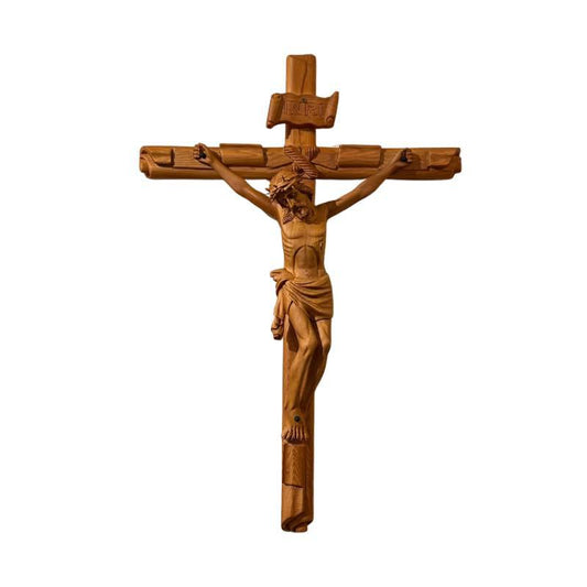 Wood Carved wall cross - 73cm