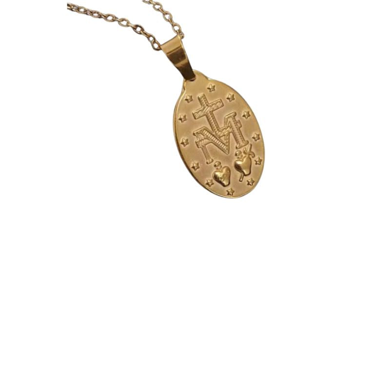 Stainless Steel Miraculous Medal/Chain set (1.8cm/2cm/2.5cm)