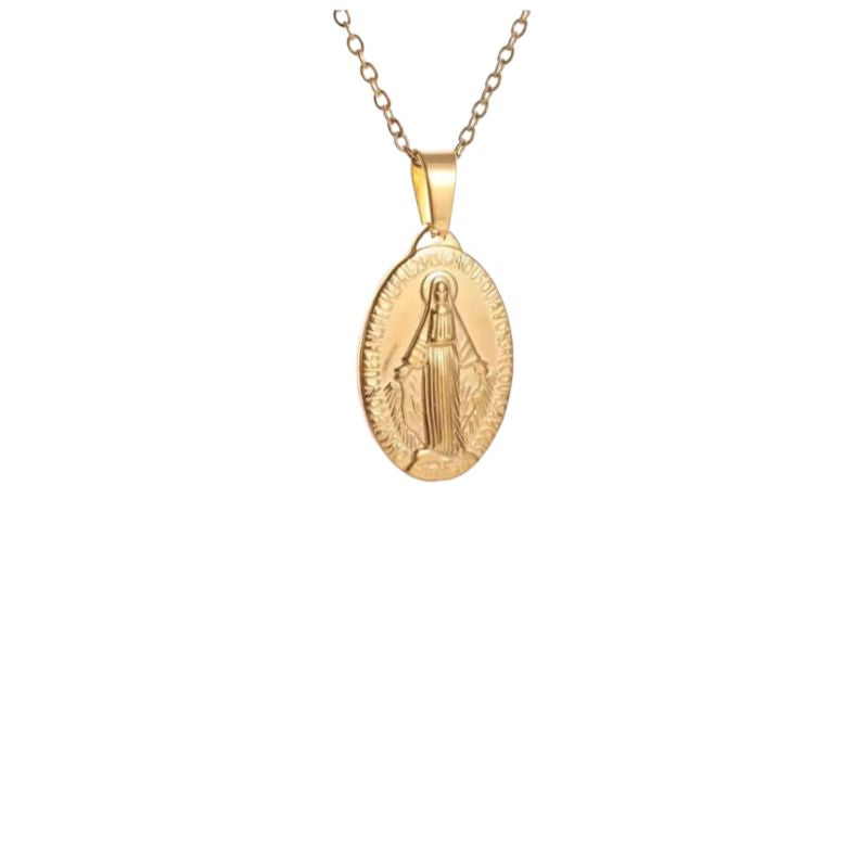 Stainless Steel Miraculous Medal/Chain set (1.8cm/2cm/2.5cm)
