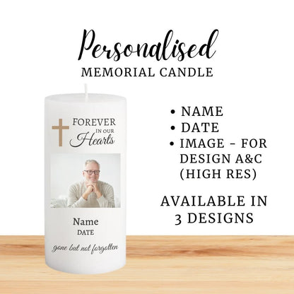 Personalised White Memorial Pillar Candle - 15cm