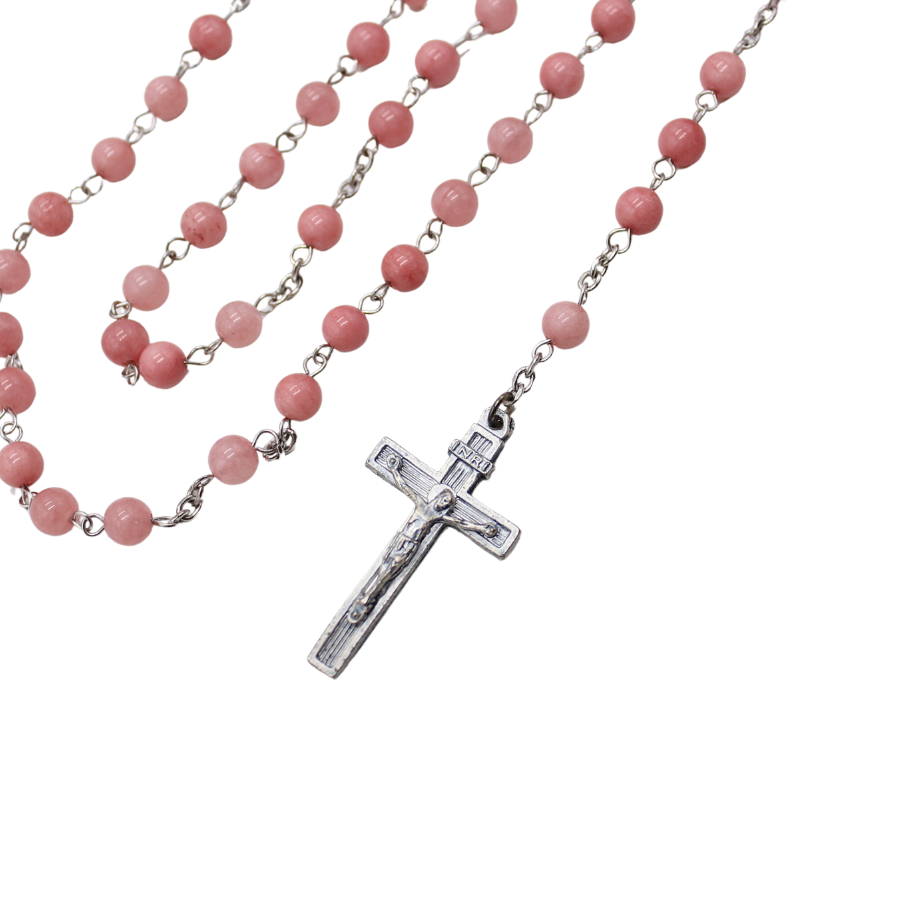 Pink Chalcedony 6mm Stone Beads Rosary (Personalisation Available)