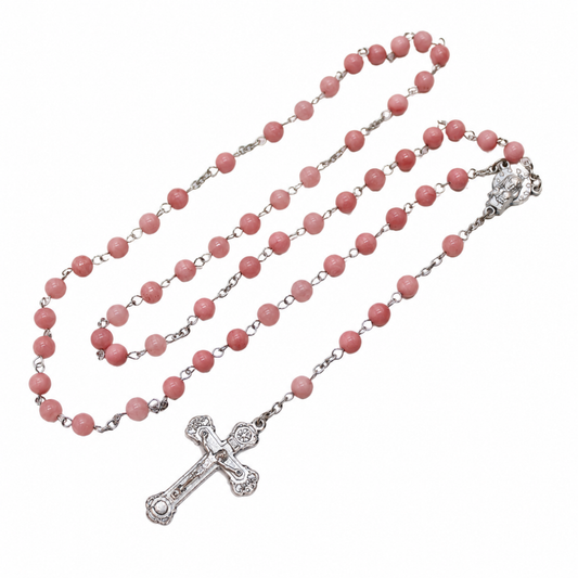 Pink Chalcedony 6mm Stone Beads Rosary (Personalisation Available)