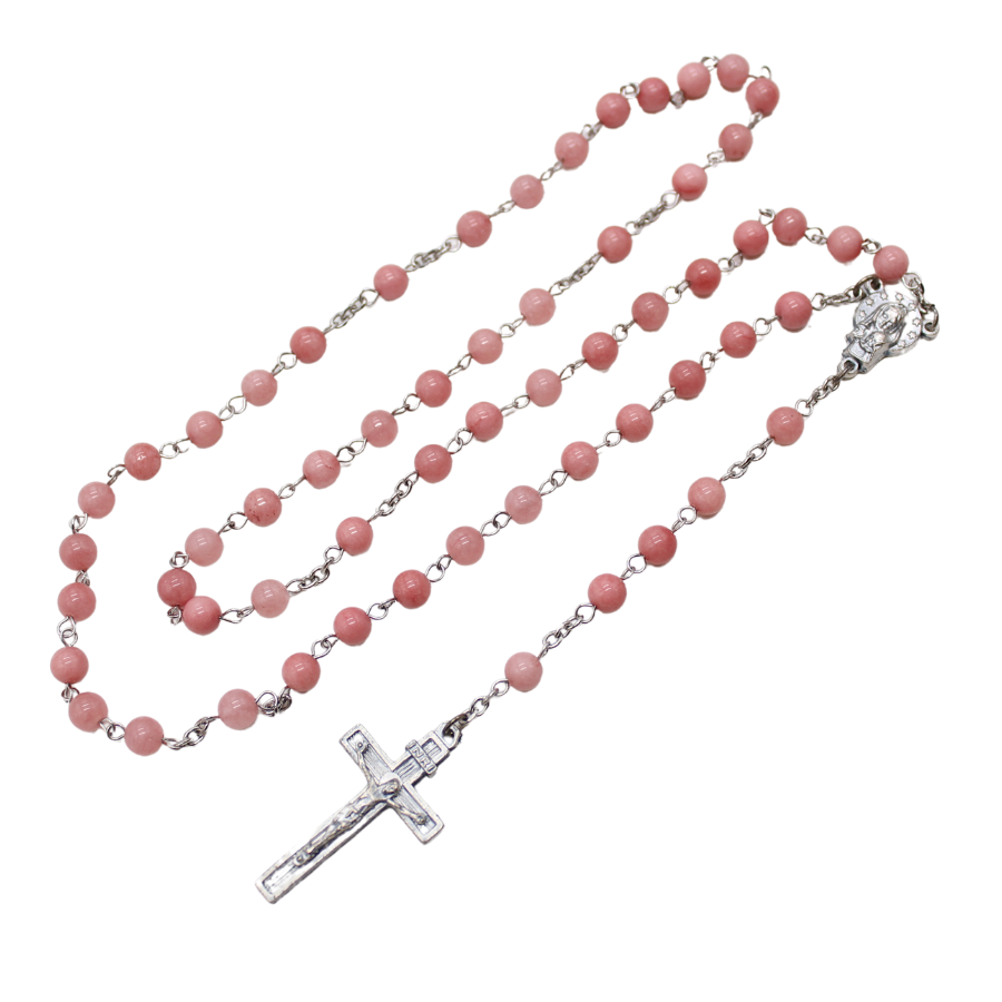 Pink Chalcedony 6mm Stone Beads Rosary (Personalisation Available)