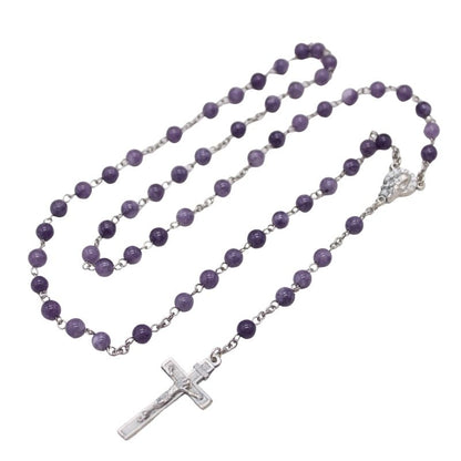 Purple Aquamarine 6mm Stone Beads Rosary (Personalisation Available)